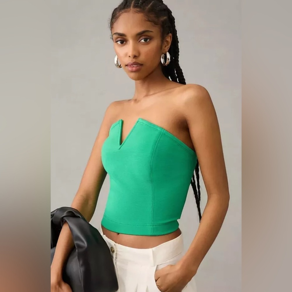 Anthropologie Maeve strapless corset top green size small​